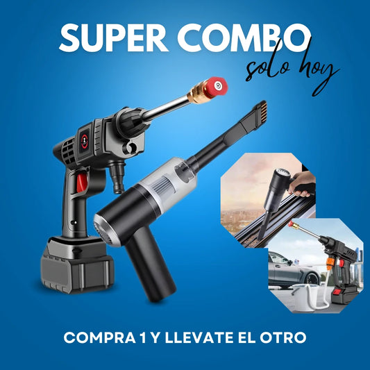 ¡Combo Hidrolavadora + Aspiradora Portátil 2 en 1!